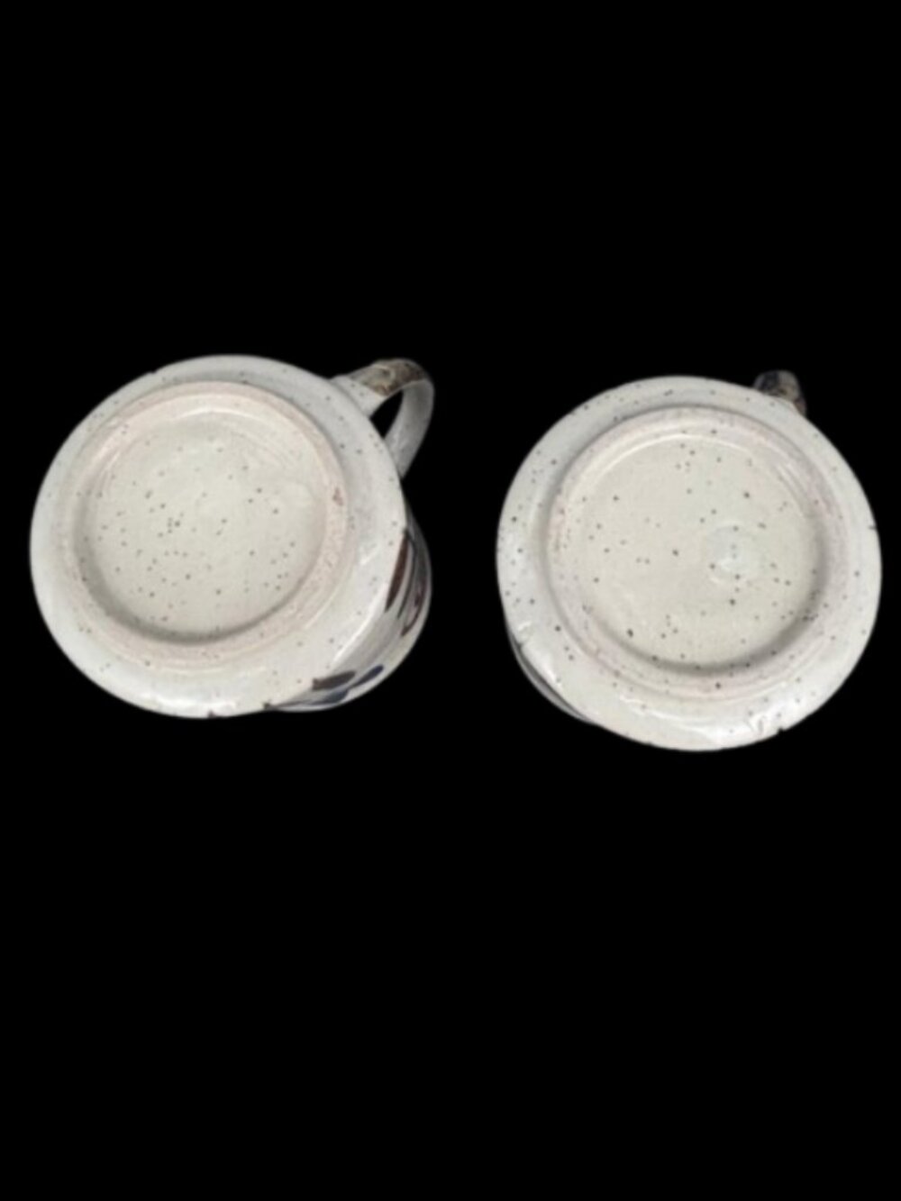 Vintage Otagiri Japan Cobalt Blue Brown Floral Speckled Stoneware Mugs Set 2 - Picture 7 of 7